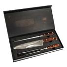 Conjunto Faca Garfo Chaira Steel 3 Pecas Marron - Mor