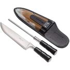 Conjunto Faca Inox E Chaira Cabo Chifre Torneado - Hickmann Conjunto Faca Inox E Chaira Cabo Chifre Torneado - Hickmann