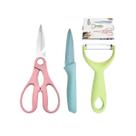 Conjunto Faca Tesoura Descascador Colorida Cozinha 3 Peças Conjunto Faca Tesoura Descascador Colorida Cozinha 3 Peças