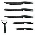 Conjunto Facas De Inox 6 Unidades Antiaderentes Com Cabo Plástico E Descascador Para Cozinha Churrasco Presente