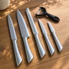 Conjunto Facas Inoxidável Prateado Profissional Cozinha 6pçs Conjunto Facas Inoxidável Prateado Profissional Cozinha 6pçs