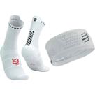 Conjunto Faixa de Cabeça 7,5cm e Meia de Compressão Run High Compressport Conjunto Faixa de Cabeça 7,5cm e Meia de Compressão Run High Compressport