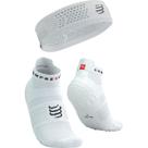 Conjunto Faixa de Cabeça Fina e Meia de Compressão Run Low Compressport Conjunto Faixa de Cabeça Fina e Meia de Compressão Run Low Compressport