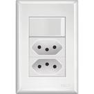 Conjunto Fame Evidence 4X2 Branco Om Placa 1Simples+2Tomada 20A Conjunto Fame Evidence 4X2 Branco Om Placa 1Simples+2Tomada 20A