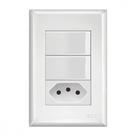 Conjunto Fame Evidence 4X2 Branco Om Placa 2Simples+1Tomada 20A Conjunto Fame Evidence 4X2 Branco Om Placa 2Simples+1Tomada 20A