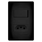 Conjunto Fame Habitat Black - Interruptor Simples 16a, Tomada 2p+t 20a