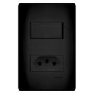 Conjunto Fame Habitat Black - Interruptor Simples 16A, Tomada 2P+T 20A