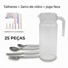 Conjunto Faqueiro 25 Peças Gourmet Cabo Branco Com Jarra - Promoção Leve Brinde