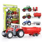 Conjunto Farm Tractor Toy HOMSEEK Kid's com reboques em liga leve e ABS 4+