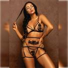 Conjunto Fatal Em Tule Detalhe em Guipir Calcinha Fio Dental Sainha -TALLYTA LINGERIE