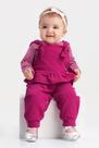 Conjunto Fem M-G jardineira Molecotton e blusa suedine listrado
