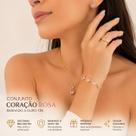 Conjunto Feminino 18K Coração Rosa com Zircônias: Colar, Pulseira, Brincos e Anel
