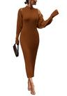 Conjunto Feminino 2 Peças PRETTYGARDEN Vestido Maxi de Tricô XL Caramelo