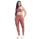 Conjunto Feminino Academia Fitness Recorte Bicolor Com Bojo