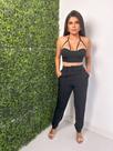 Conjunto feminino adulto calça e blusa no tecido linho. Tamanho M