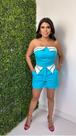 Conjunto feminino, adulto de Cropped e bermuda curta no tecido linho. Tamanho M
