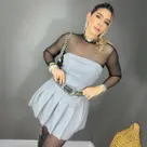 Conjunto Feminino Alfaiataria Blusa Alça Regulável Saia