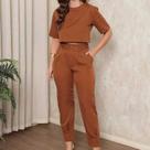 Conjunto Feminino Alfaiataria Calça + Blusa Social Elegante