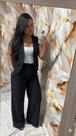Conjunto feminino alfaiataria calça pantalona e colete