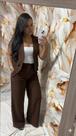 Conjunto feminino alfaiataria calça pantalona e colete