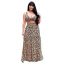 Conjunto Feminino Animal Print Cropeed Bojo Saia Onça