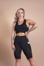 Conjunto Feminino Bermuda Cintura Alta Com Bolso Tela Resistente e Top Nadador Liso Academia Treino F7 NEW STYLE