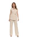 conjunto feminino blusa com botões sem mangas com faixa de amarração e calça larga marrant sensorial hzcon006