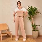 Conjunto Feminino Blusa E Calça Com Elastico Malha Moletinho