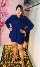 Conjunto feminino blusa e short com cinto