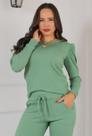 Conjunto feminino blusa manga princesa e calça com bolsos
