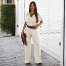 Conjunto Feminino Blusa Morcego Calça Wide Leg Canelado Casual Chique Conjunto Feminino Blusa Morcego Calça Wide Leg Canelado Casual Chique