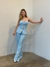 Conjunto Feminino Blusa sem alça com Botões Dourados e Calça Gabi