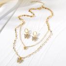Conjunto Feminino Borboleta Dourado Colar Brinco Delicado