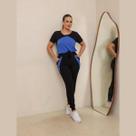 Conjunto Feminino Calça e Blusa Manga Curta Com Recortes Conjunto Feminino Calça e Blusa Manga Curta Com Recortes