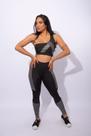 Conjunto Feminino Calça Esportiva Fitness Legging Cintura Alta Faixa Lateral E Top Cropped Faixa Ombro F7 NEW STYLE