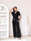 Conjunto feminino calça pantalona manga curta gola marinheiro tricot modal