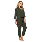 Conjunto Feminino Camisa e Calça Com Elástico Tendência Verão
