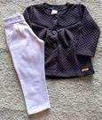 Conjunto feminino casaco cashmere com botão e calça moletom com felpa abrange preto/mescla cza tam 2 Conjunto feminino casaco cashmere com botão e calça moletom com felpa abrange preto/mescla cza tam 2