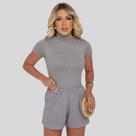 Conjunto Feminino Casual Básico de Malha Primavera Verão Blusa e Shorts Conjunto Feminino Casual Básico de Malha Primavera Verão Blusa e Shorts