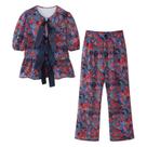 Conjunto Feminino Casual: Blusa com Estampa Floral e Calça de Cintura Alta