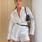 Conjunto Feminino Casual de Verão - Manga Longa com Shorts e Camisa