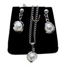 Conjunto Feminino CHOKER Colar Brinco Aço Inox Pérola