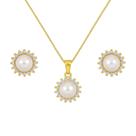 conjunto feminino colar e brinco pérola banho ouro 18k semijoia delicada elegante clássico atemporal conjunto feminino colar e brinco pérola banho ouro 18k semijoia delicada elegante clássico atemporal