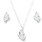 Conjunto Feminino Colar Pingente Brinco Borboleta Prata Pura