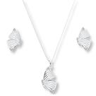 Conjunto Feminino Colar Pingente Brinco Borboleta Prata Pura