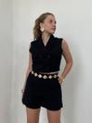 Conjunto Feminino Colete Cropped e Short Cenoura Social Marina