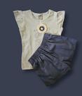 Conjunto feminino com camisa em cotton e short linho