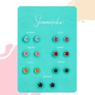 Conjunto Feminino Com Sete Pares De Brincos Prateados Ponto De Luz
