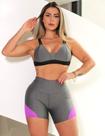 Conjunto Feminino com Short com Recorte em Tela nas Laterais e Top com Recorte em Tela
