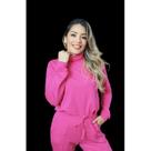 Conjunto Feminino Comfy, blusa gola alta e calça jogger com bolsos cores Barbie em Moletinho Conjunto Feminino Comfy, blusa gola alta e calça jogger com bolsos cores Barbie em Moletinho